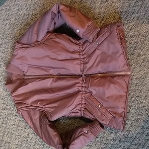 NOS 1970s Vintage Nylon Puffer Coat with Cinch Waist and Removable Sleeves